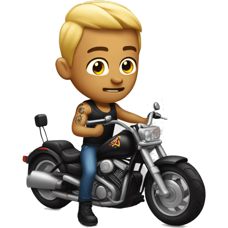 Cute man on motor bike with tattoos and muscles  emoji