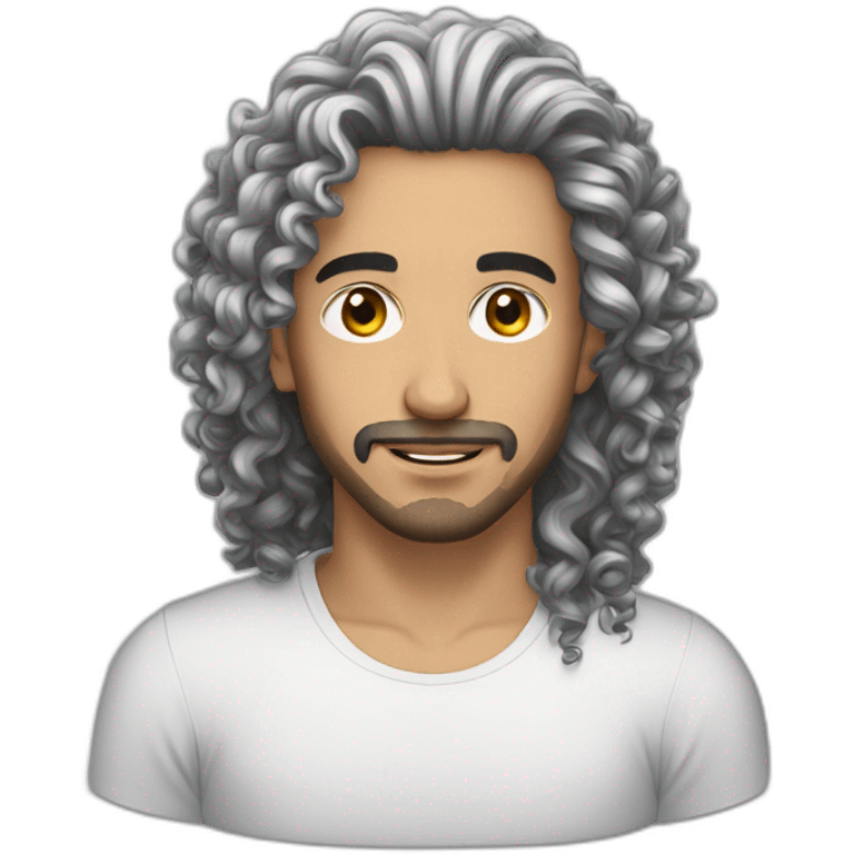 Men Algerian white long curly black hair with monobron  emoji