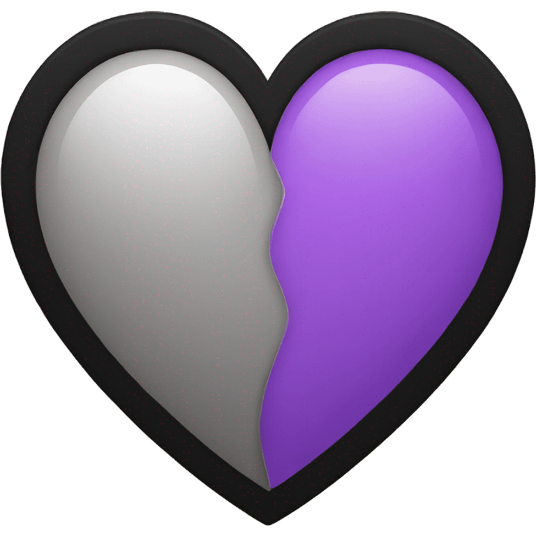 Half black and half purple split heart emoji