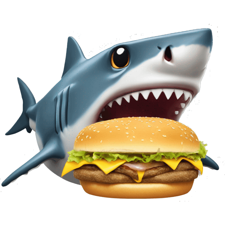 Shark eating cheeseburger emoji