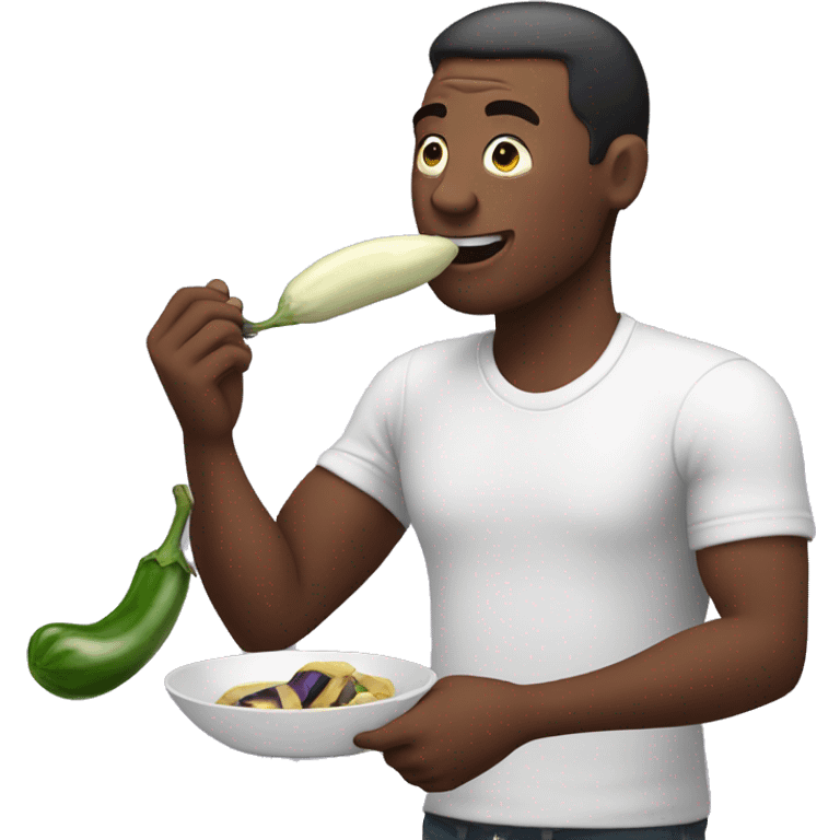 Man eating eggplant emoji