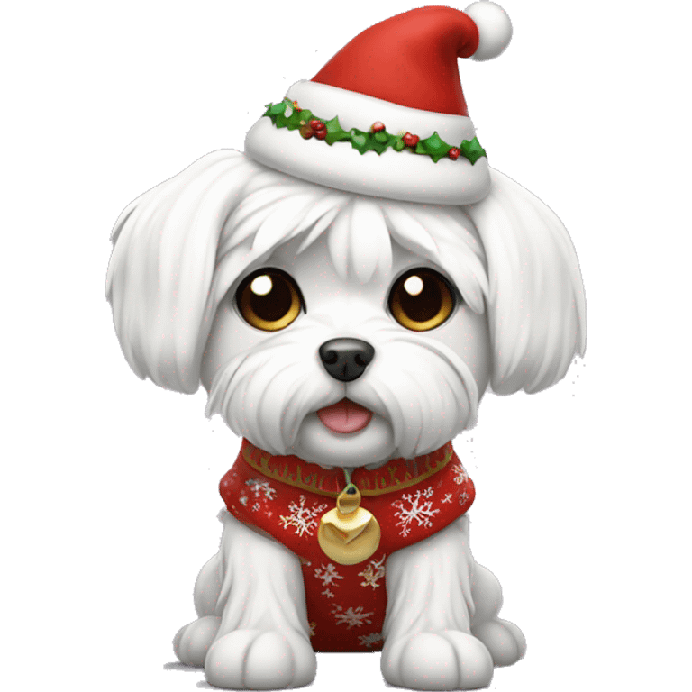 maltese dog wearing christmas clothes emoji