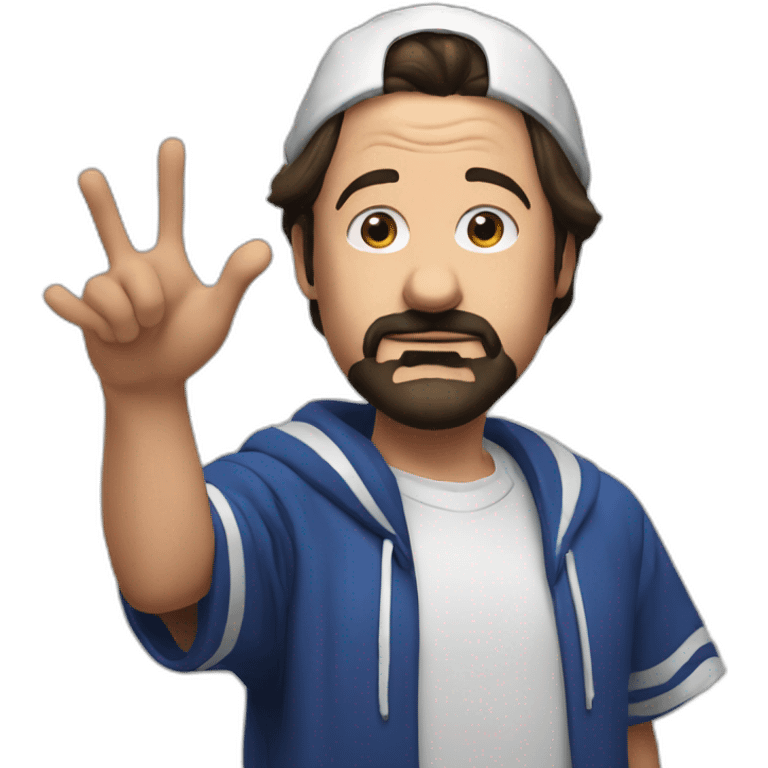 Kevin Smith Say hello whit his hand emoji