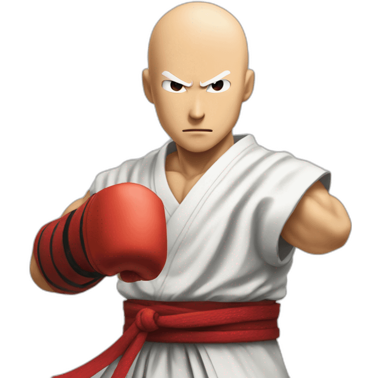 saitama serious punch with a katana on his right hand emoji