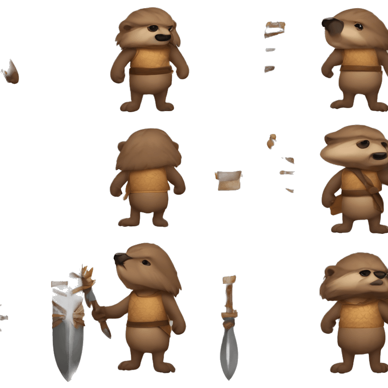 Beaver warrior, spear, shield, armour emoji