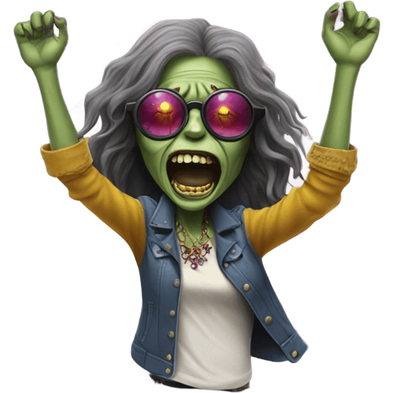  janis joplin zombie  dancing with circle glasses emoji