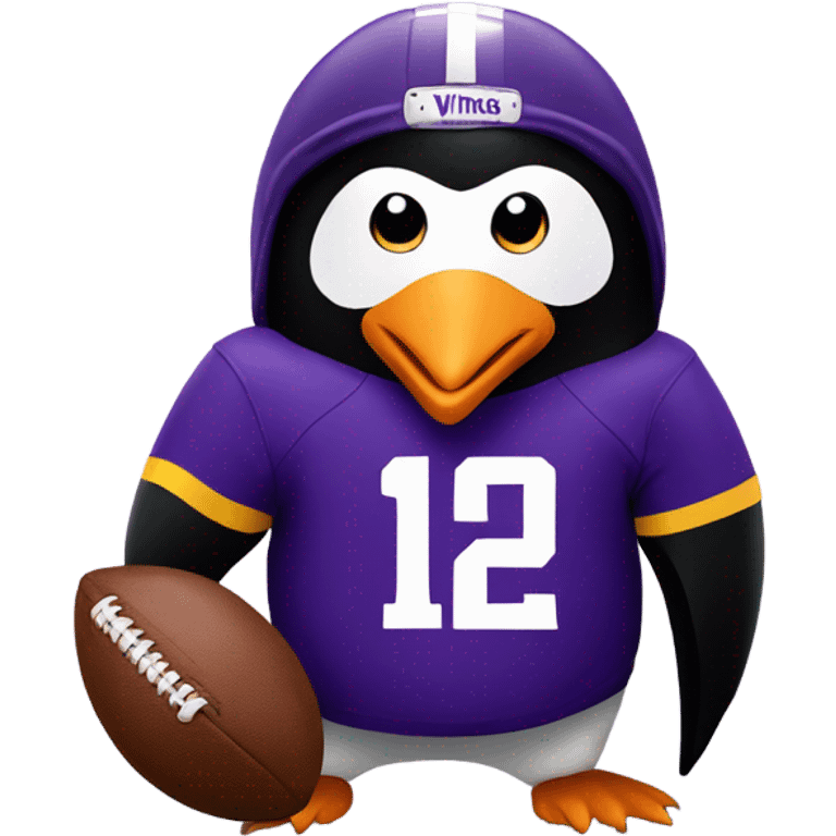 Penguin wearing Minnesota Vikings jersey emoji