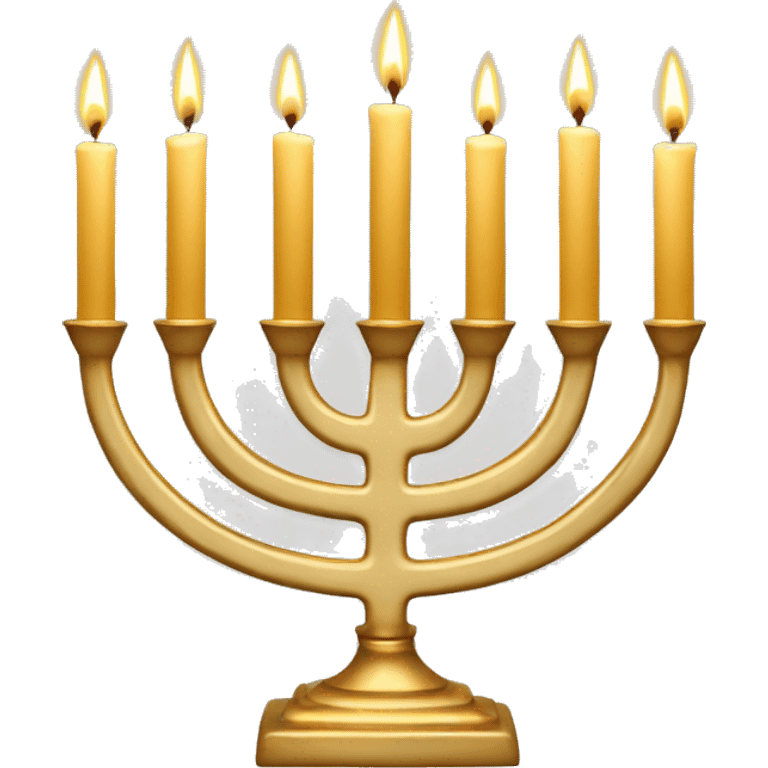 Gold Menorah with four candles on both sides emoji