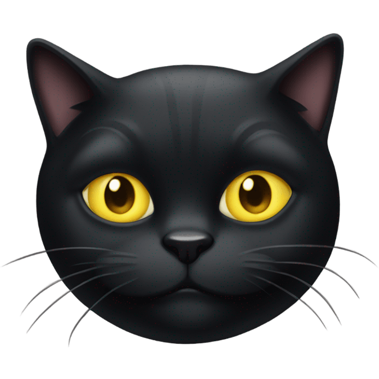 Really fat black cat with huge yellow eyes emoji