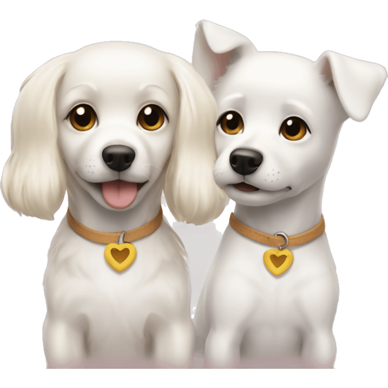 two littles white dogs with a blond girl emoji