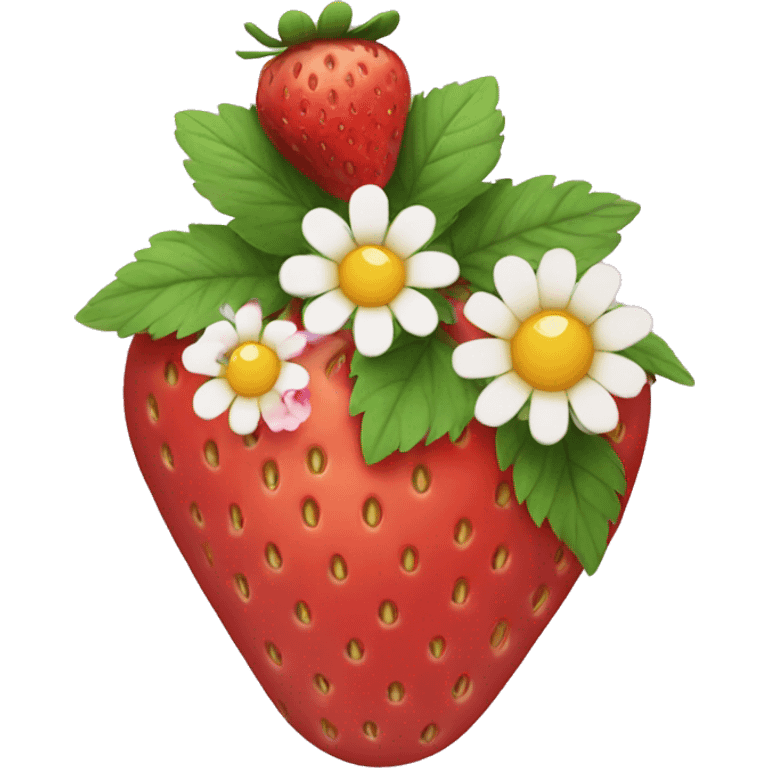 Strawberries and flowers emoji