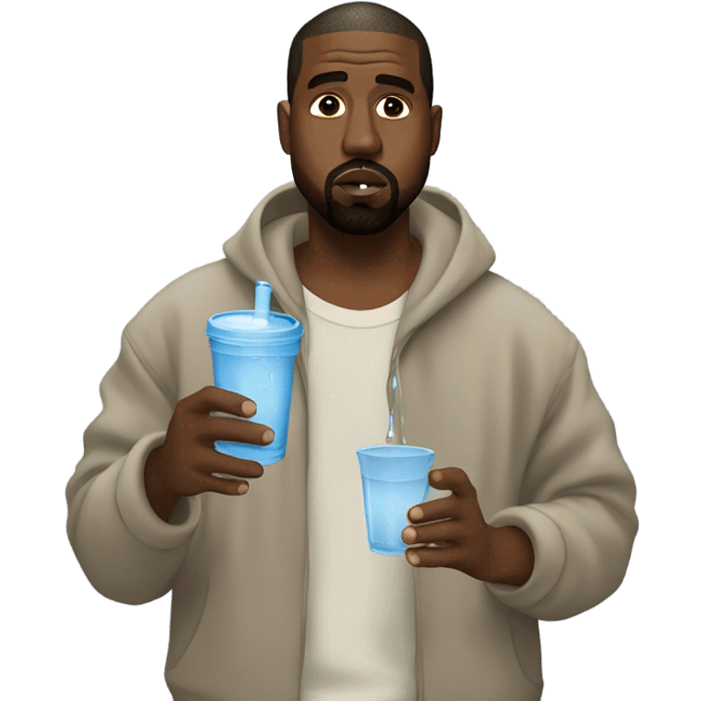 kanye west holding a cup of water emoji