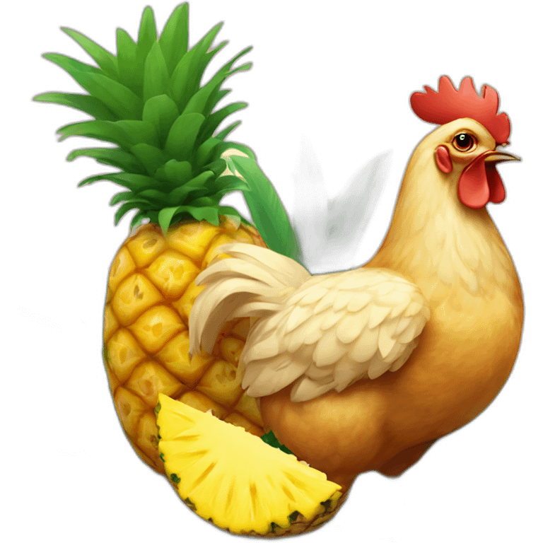 Chicken laying a pineapple emoji