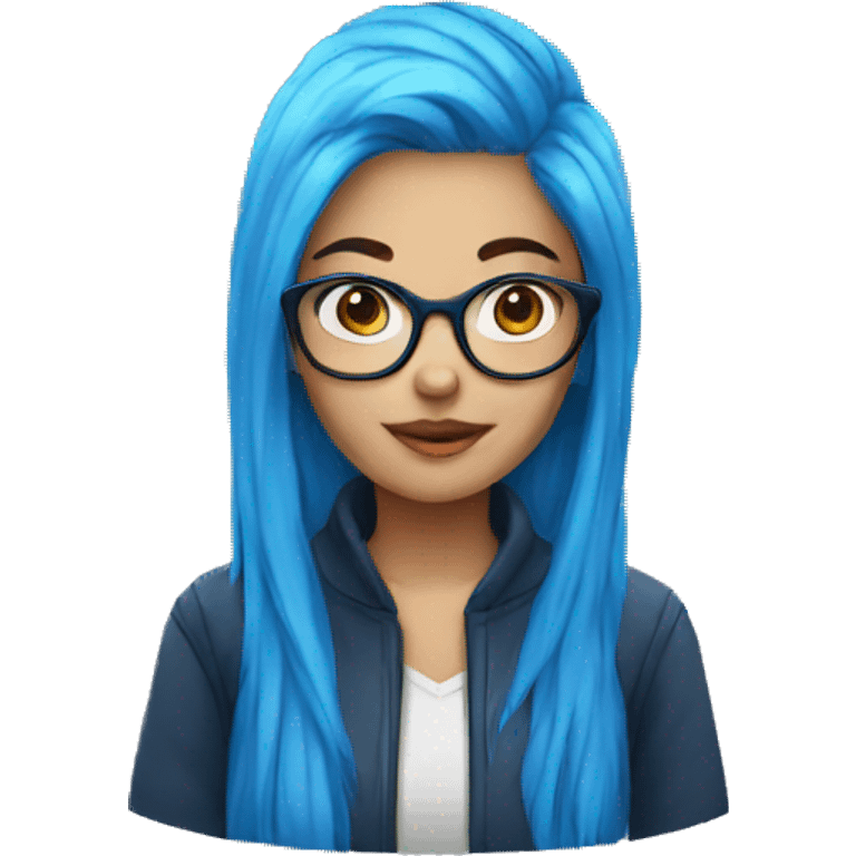 girl with blue hair and glasses emoji