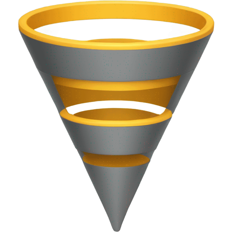 Create a sales funnel image with stacked layers in an emoji style, using simple, rounded shapes, without color or text. Include a Euro symbol (€) on each layer. The funnel should taper from top to bottom, each section showing a basic emoji-like design. emoji