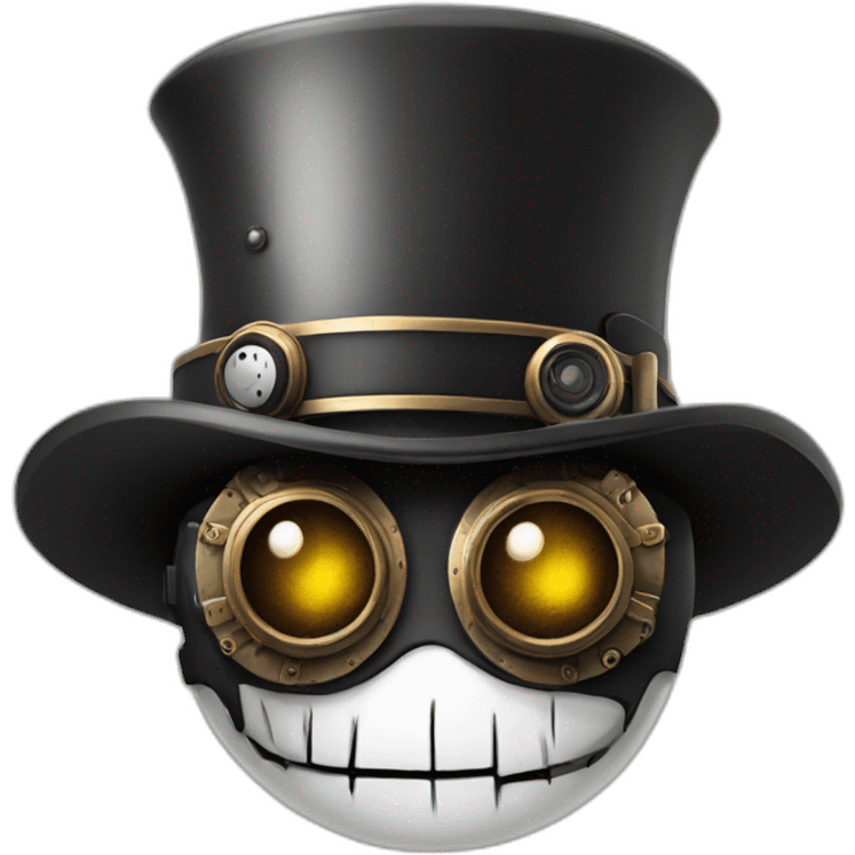 Black & white eyes man with steampunk hat with skull emoji