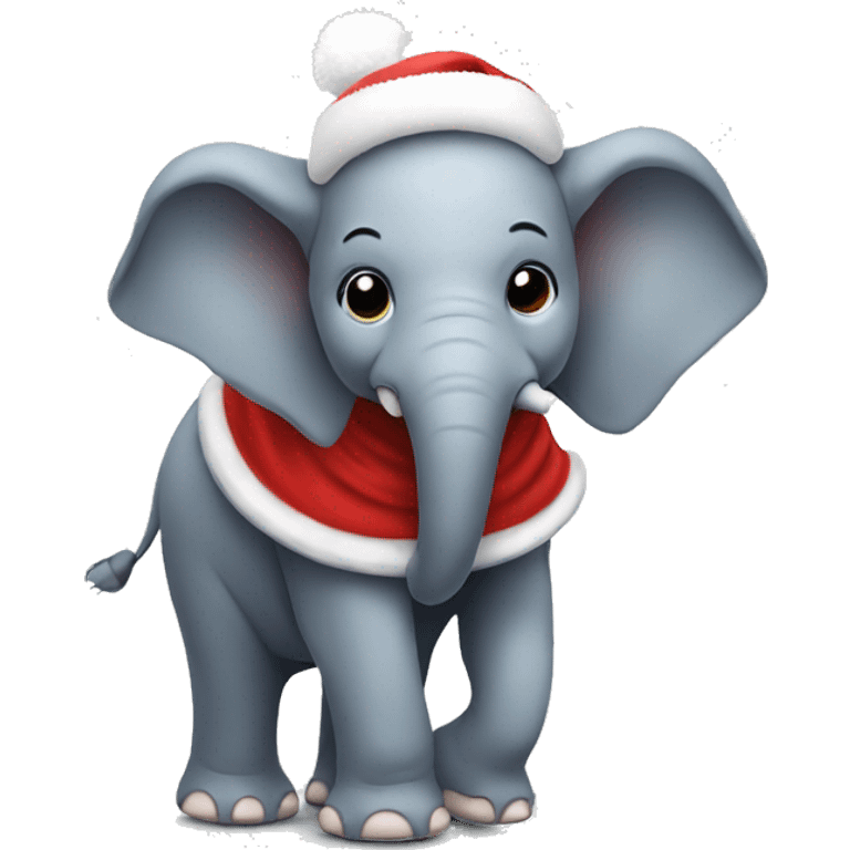 Elephant with a Christmas hat emoji