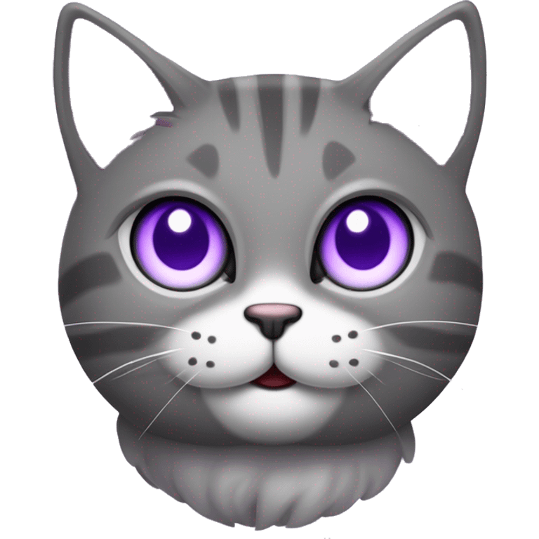 Gato roxo comGato roxo com um sorriso na boca o piples brancas e a parte branca dos olhos escuro com duas bolotinhas juntas nas bochechas emoji