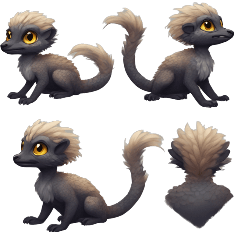  Scaly Cute Edgy Realistic Rare Fantasy Fluffy Slim Vernid-Trico-Melprin-species by LiLaiRa, by Falvie, full body emoji