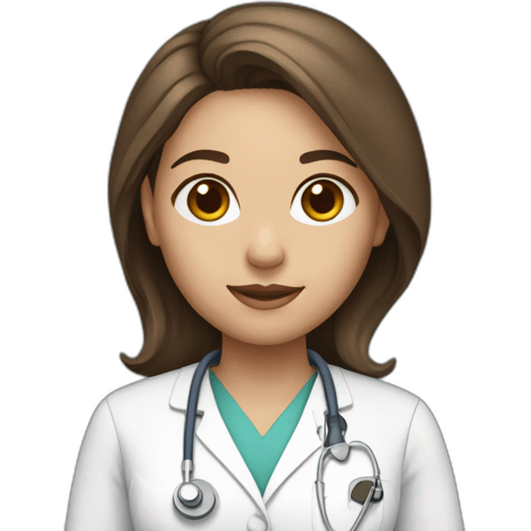 girl with middle part and brown hair in surgical tech uniform emoji