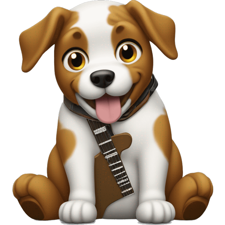 A dog playing a j-200 Gibson gutair emoji