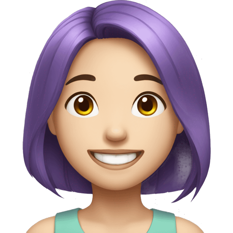 happy face vietnamese girl, beautiful smile, short purple hair emoji