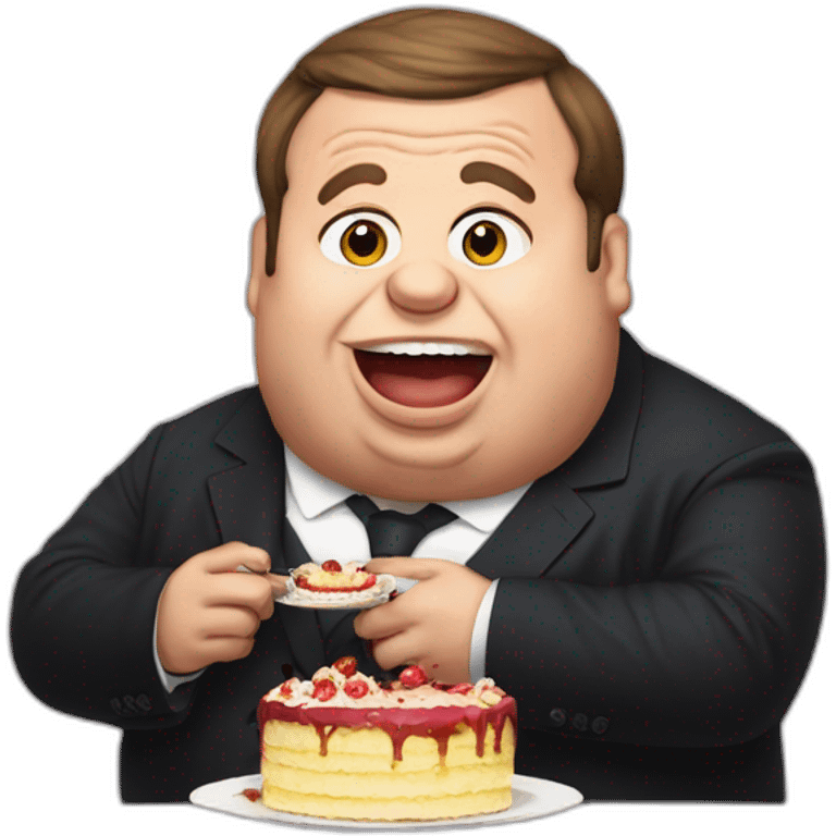 emmanuel macron morbidly obese eating cake emoji