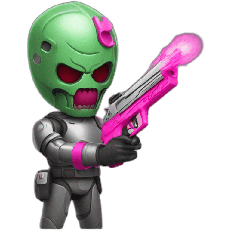 Mr doom holding pink gun emoji