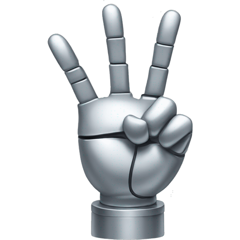 silver robotic peace sign hand emoji