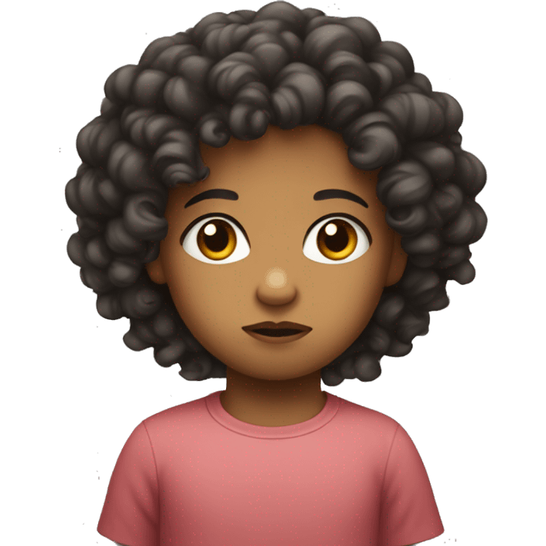 Mixed baby with curly hair frowning dramatically  emoji