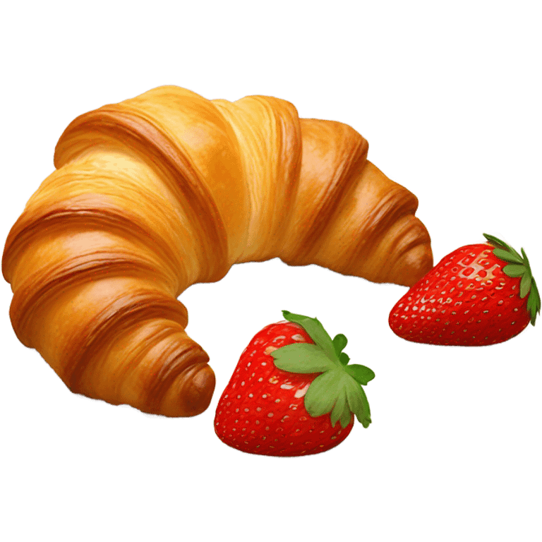 there is a croissant with strawberries in a beige plate emoji