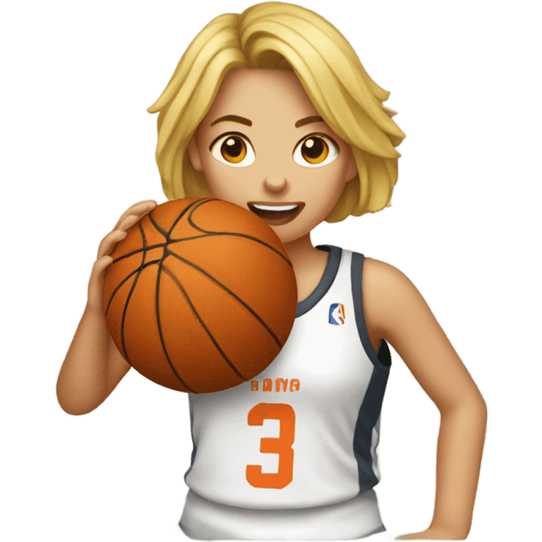 Girl shooting basketball emoji