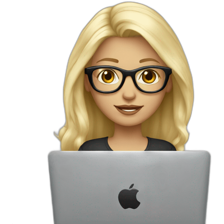 platinum-blonde-girl-in-glasses-using-macbook emoji