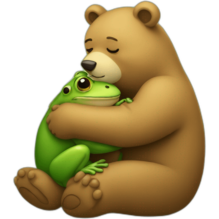 bear hugging a frog emoji