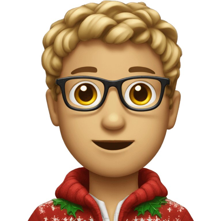 Boy with Crismas clothes and glasses  emoji