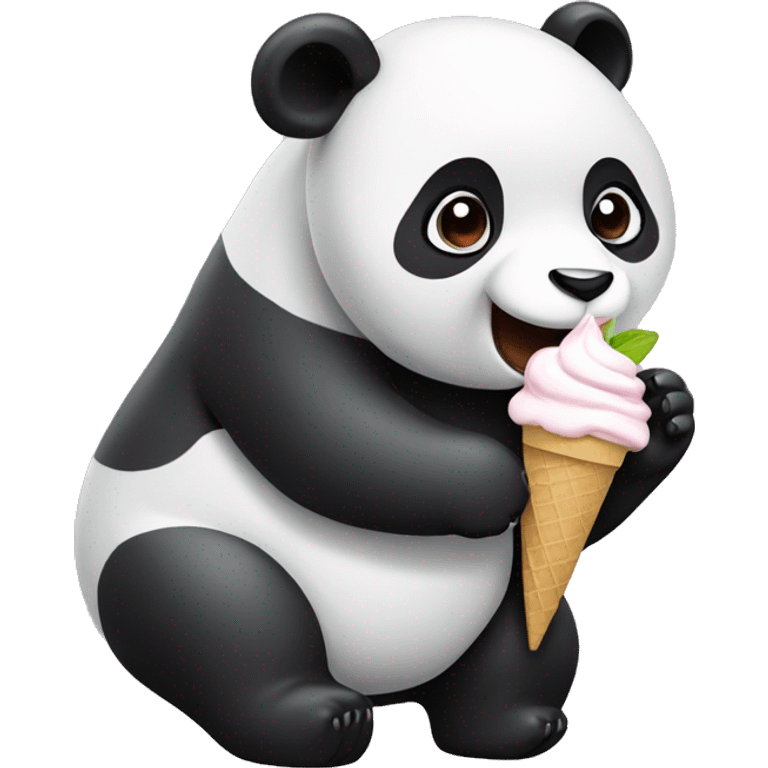 Panda eating ice cream emoji