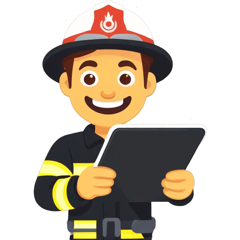 fireman holding tablet emoji