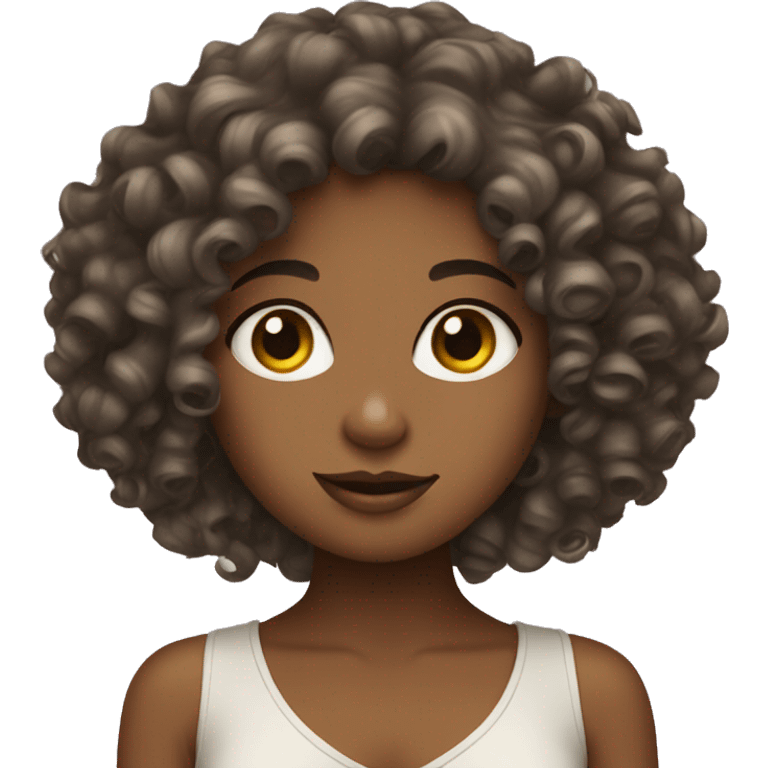 curly girl with fashion emoji