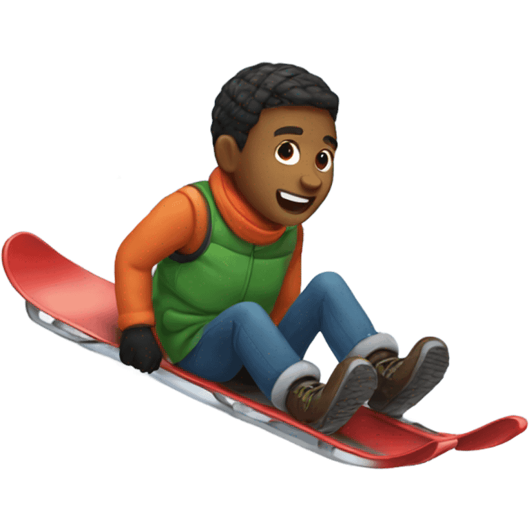 A boy sledding down a hill emoji