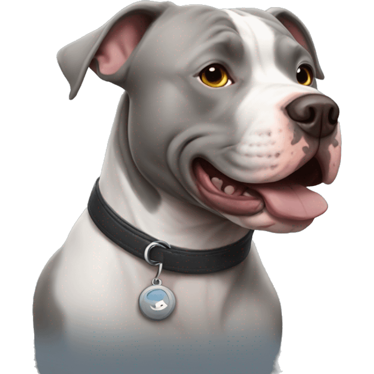  gray pitbull next to meatball emoji