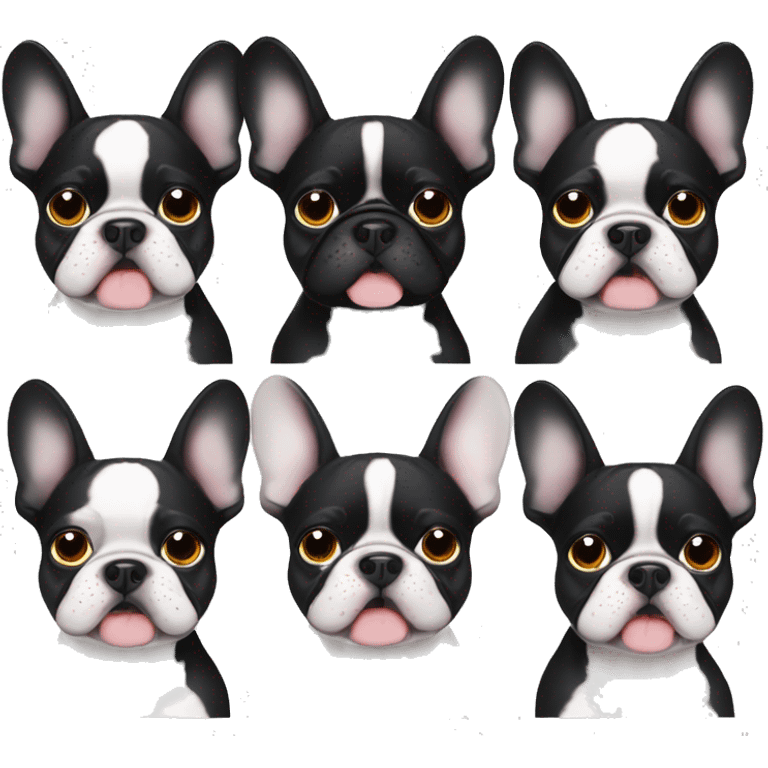 Black and white frenchie multiple face expressions ideas  emoji