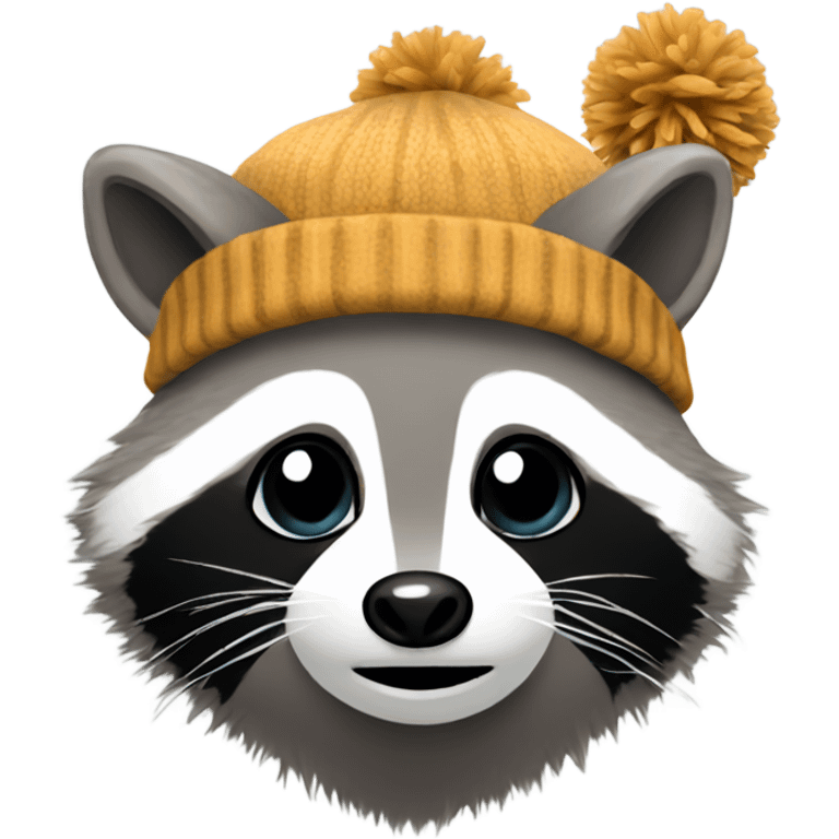 Raccoon wearing bobble hat  emoji