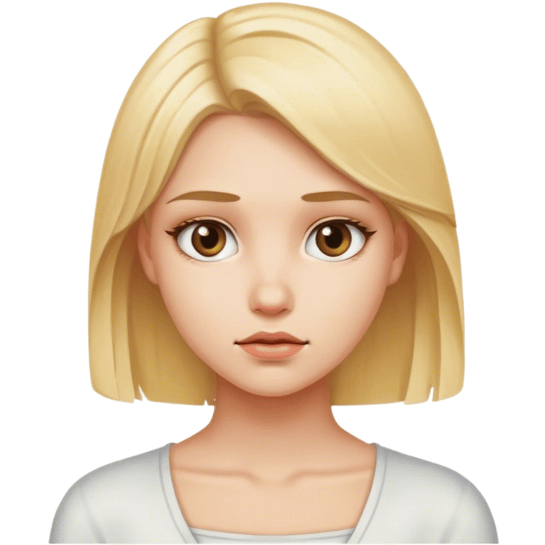 A blonde girl looking at you seriously emoji