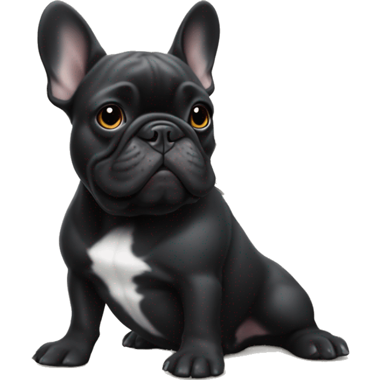 All black french bulldog with money in his paws emoji