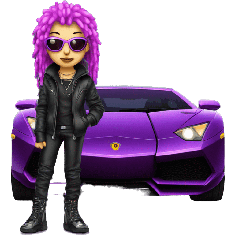 Cyber punk in front of two lambos  emoji