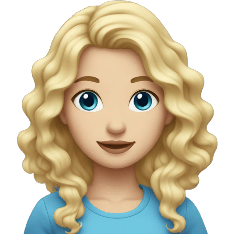 Cute woman with wavy blonde hair and blue eyes emoji