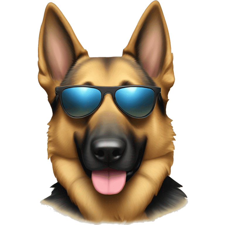 german shepard dog with sunglasses on beach  emoji