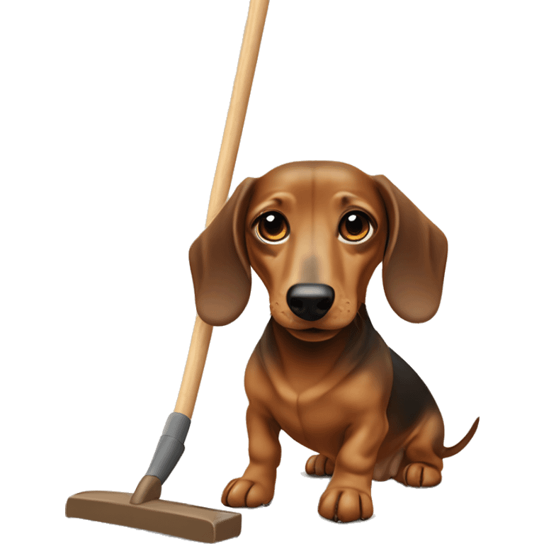 Dachshund dog sweeping the floor ￼ emoji