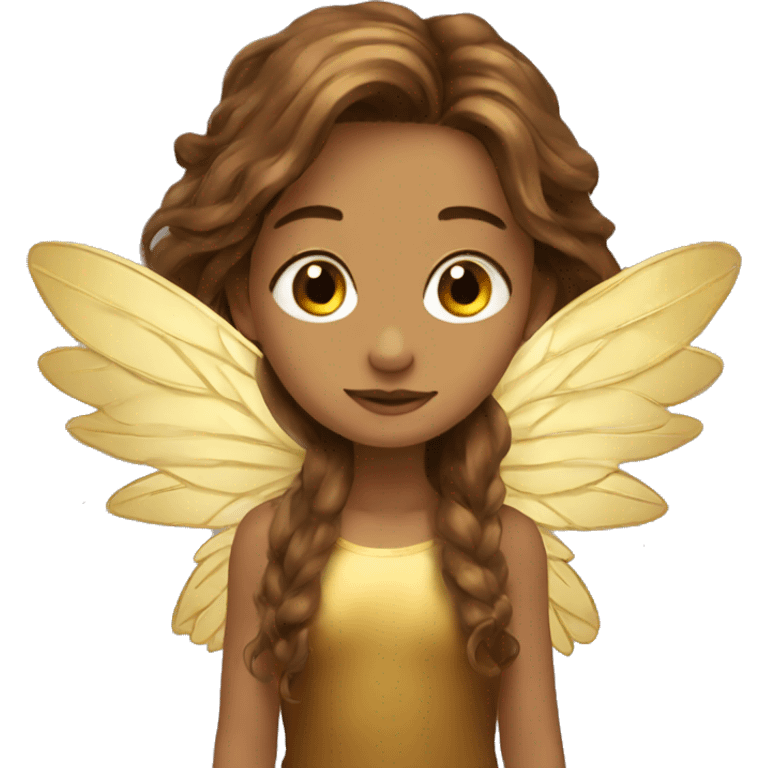 big wings, Beautiful, fairy, gold, brown, long hair emoji