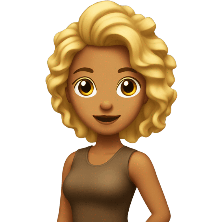 chica con pelo ondulado castaño claro  emoji